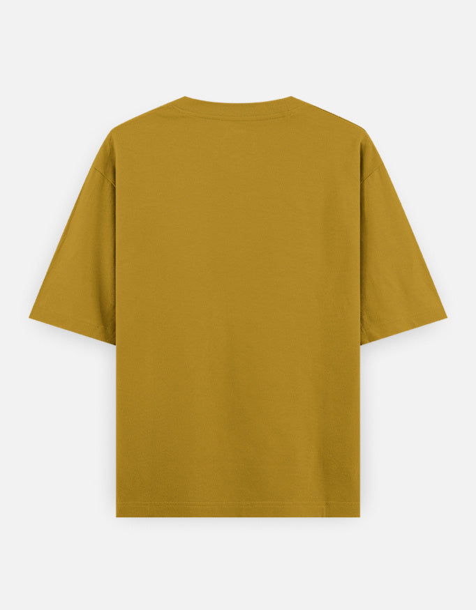 Plain Mustard Yellow oversized t-shirt – The Smoky Skull Front view Shades of Green
