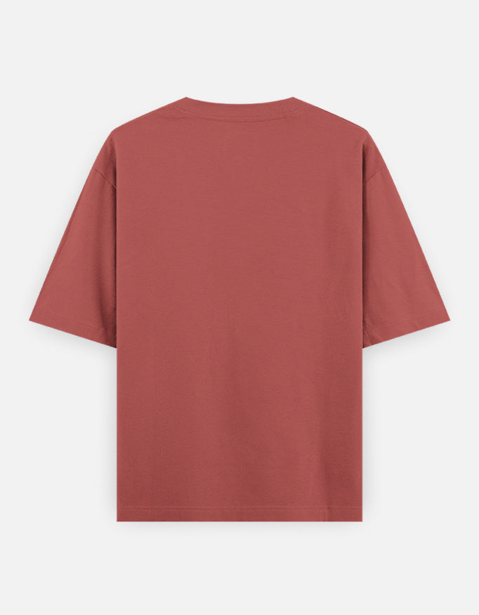 Plain Coral Red oversized t-shirt – The Smoky Skull front view shades of red