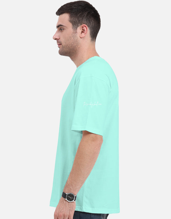 Plain Mint oversized t-shirt – The Smoky Skull Side view cool colors