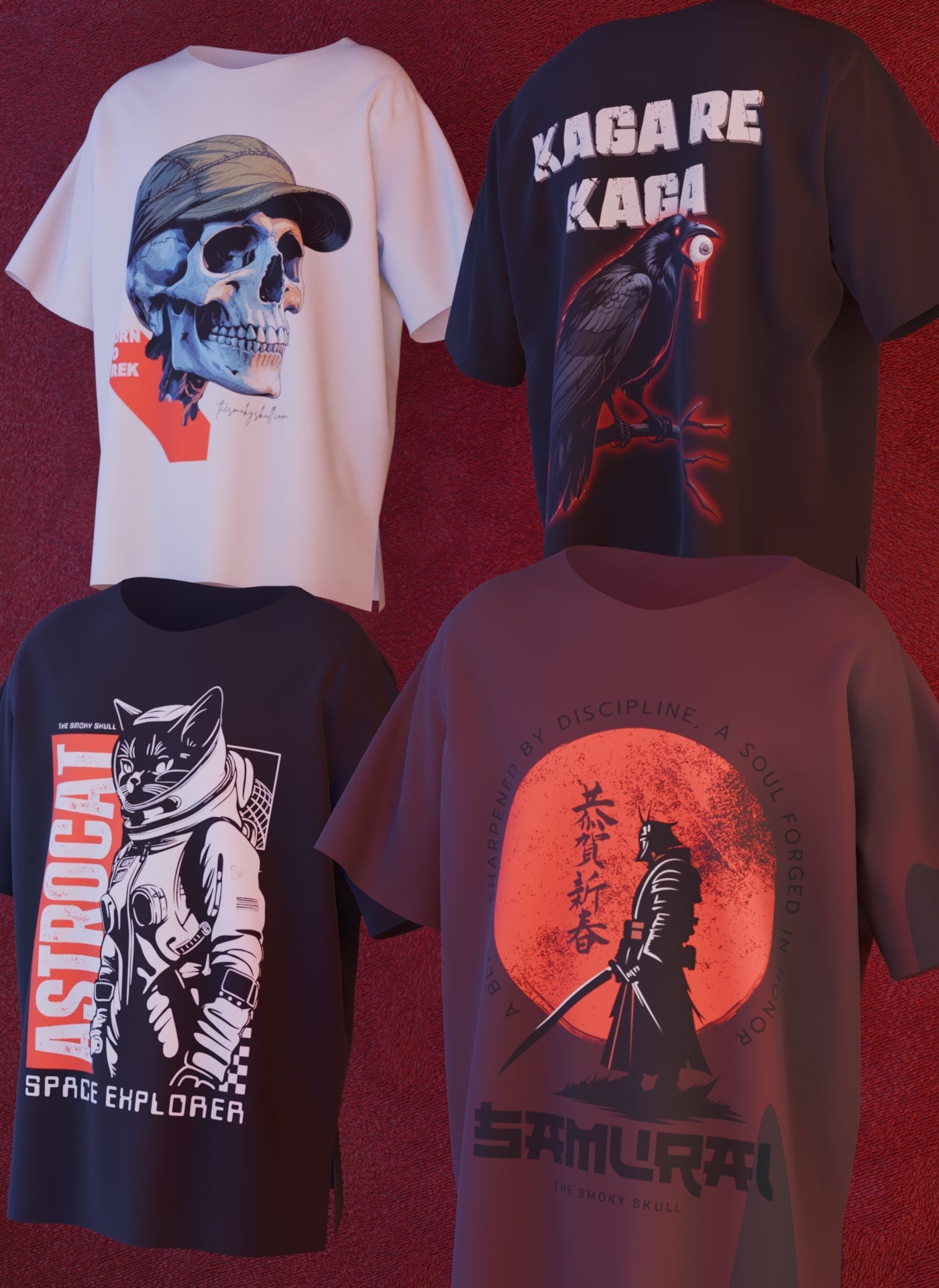 Oversized T Shirt with Graphics Collection The Smoky Skull