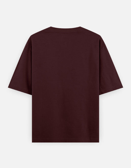 Plain Maroon oversized t-shirt – The Smoky Skull front view shades of red