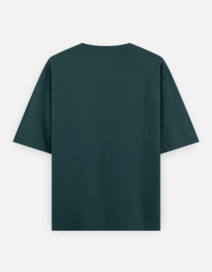 Petrol Blue oversized t-shirt with astronaut streetwear graphic and text print – The Smoky Skull back