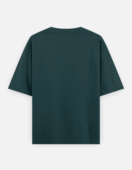 Plain Petrol Blue oversized t-shirt – The Smoky Skull front view Shades of Blue
