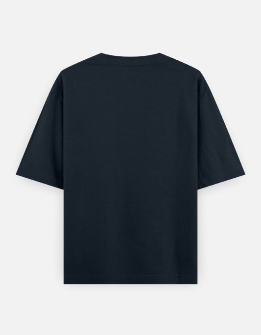 Plain Navy Blue oversized t-shirt – The Smoky Skull front view Shades of Blue