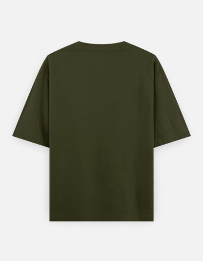 Plain Olive Green oversized t-shirt – The Smoky Skull Front view Shades of Green