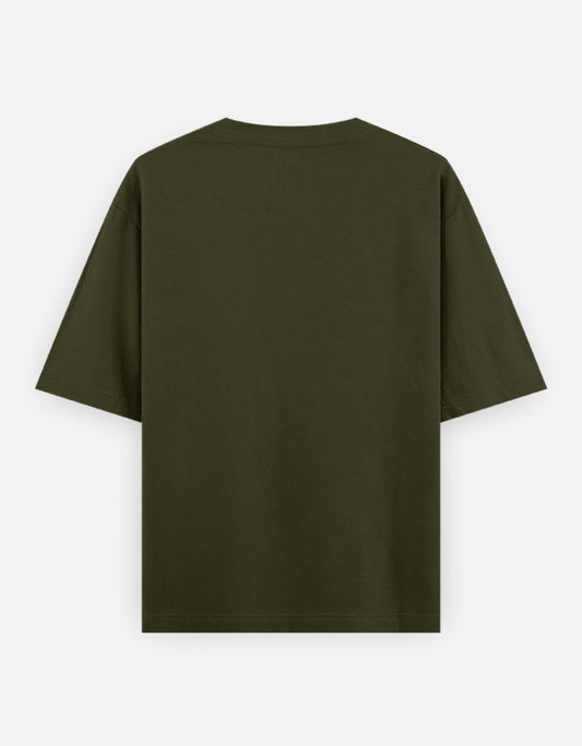 Plain Olive Green oversized t-shirt – The Smoky Skull Front view Shades of Green