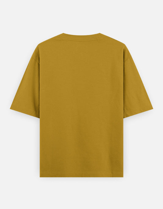 Plain Mustard Yellow oversized t-shirt – The Smoky Skull Front view Shades of Green