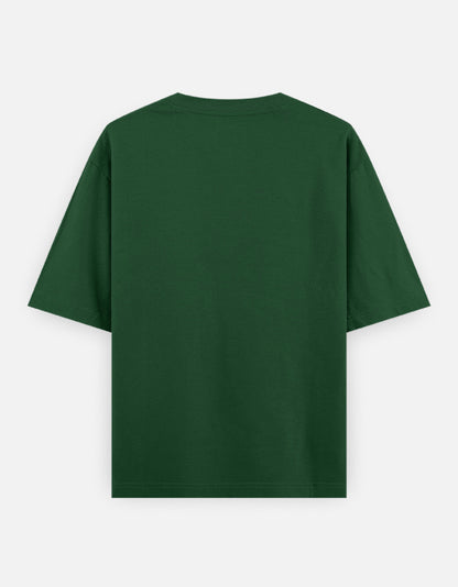 Plain Bottle Green oversized t-shirt – The Smoky Skull Front view Shades of Green