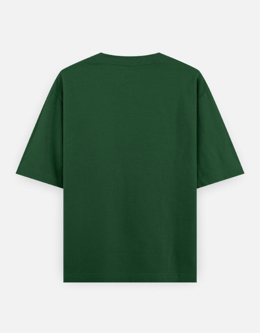 Plain Bottle Green oversized t-shirt – The Smoky Skull Front view Shades of Green