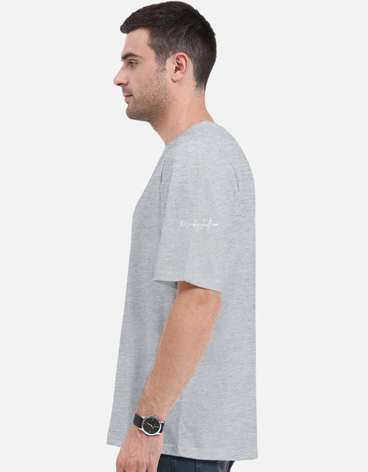 Plain Grey Melange oversized t-shirt – The Smoky Skull side view
