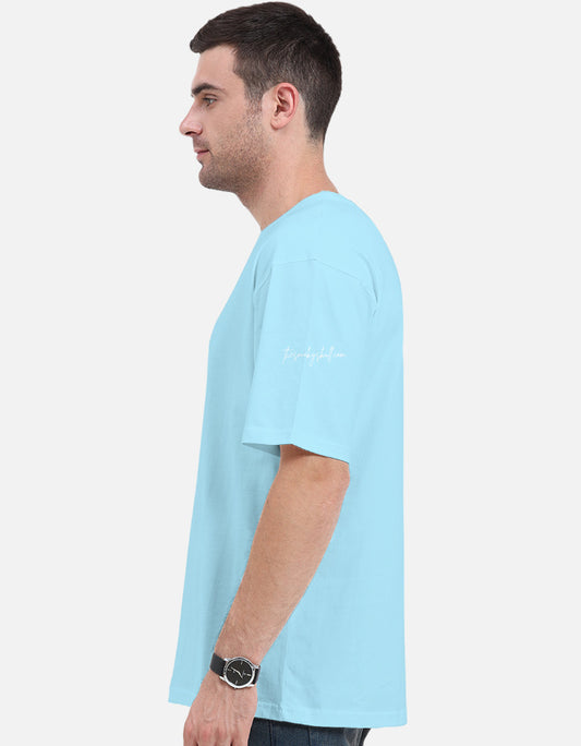 Plain Baby Blue oversized t-shirt – The Smoky Skull Side view cool colors
