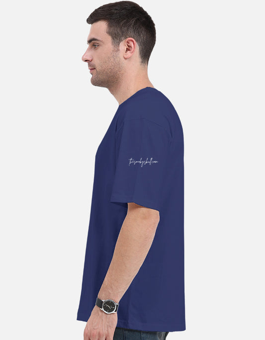 Plain Royal Blue oversized t-shirt – The Smoky Skull side view Shades of Blue